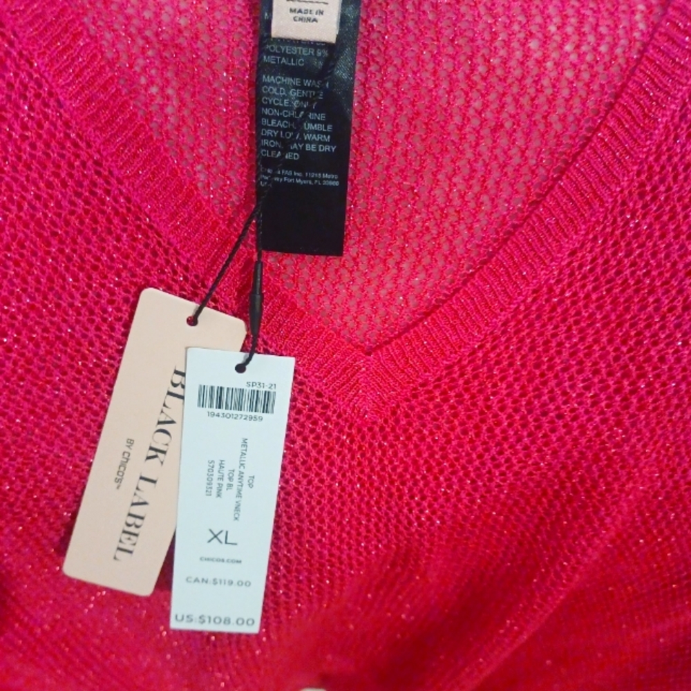 NWT CHICOS Size XL Summer Pinkberry Top SOLD OUT IN STORES